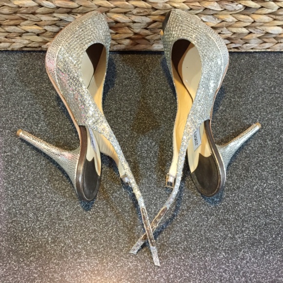Jimmy Choo Silver “Nova” Peep Toe Heels - Picture 14 of 16